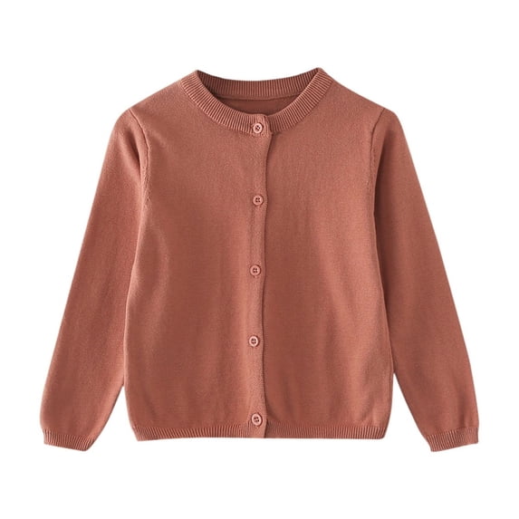 Coerni Solid Sweaters for Girls Crewneck Button-Up Cardigan Soft Comfy Long Sleeve Knit Tops Kids Back to School Clothes