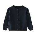 thumbnail image 1 of Coerni Solid Sweaters for Girls Crewneck Button-Up Cardigan Soft Comfy Long Sleeve Knit Tops Kids Back to School Clothes, 1 of 9