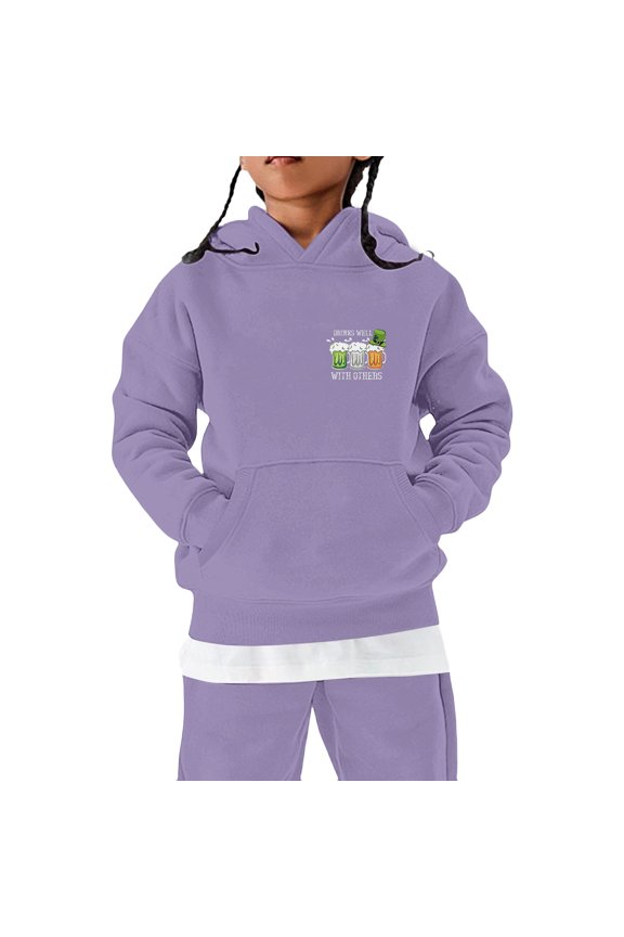 Coerni St. Patrick's Day Graphic Hoodies for Kids Fall Winter Fashion Hooded Sweatshirt Boys Girls Long Sleeve Preppy Pullover Tops