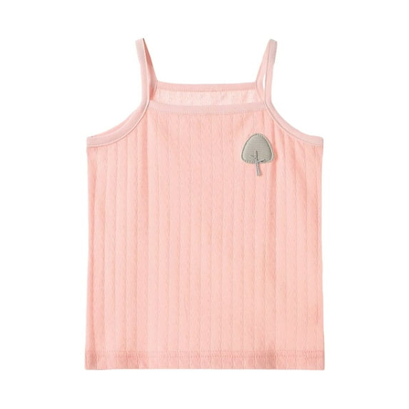 Coerni Summer Girl's Solid Cotton Blend Camisole Sleeveless Racerback Crop Tank Tops for Toddler To Big Kid Big Tall Top