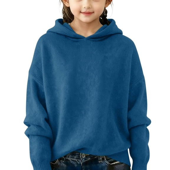 Coerni Sweaters for Girls Long Sleeve Knits Hoodie Cozy Lightweight Pullover Drop Shoulder Wool Fall 2025 Winter Warm Tops Sweater
