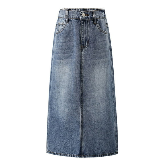 Coerni Teen Girls Denim Skirts Buttons Baggy Straight Casual Bottoms Dress Kids Long Jeans Dresses Summer Streetwear Skirts