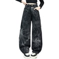 thumbnail image 1 of Coerni Teen Girls Jeans Ripped Baggy Small Pockets Floor Denim Pants Big Kids Streetwear Hip Hop Loose High Waist Leg Trousers, 1 of 9