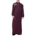 thumbnail image 1 of Coerni Thobe for Boys Embroidered Long Sleeve Muslim Outfits Half Buttons Kaftan Robe Casual Arabic Clothes for Youth Boy, 1 of 9