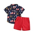 thumbnail image 1 of Coerni Toddler Baby Boy 4th of July Clothes Set Short Sleeve Button Up Shirt Top and Shorts Set 2 Piece Summer Outfits, 1 of 5