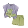 thumbnail image 1 of Coerni Toddler Baby Boy Clothes Dinosaur Short Sleeve Tees Blouses Boys Shorts with Pocket Cute Summer Outfit 2Pcs Set Hawaii Holiday Set, 1 of 9