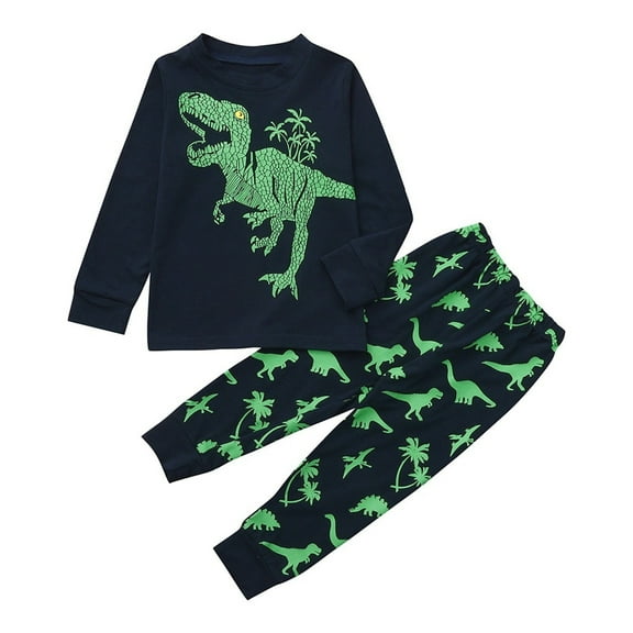 Coerni Toddler Baby Boy Fall Winter Clothes Dinosaur Print Long Sleeve Sweatshirt Pullover Tops + Pants Outfit Set