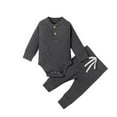 thumbnail image 1 of Coerni Toddler Baby Boy Girl Clothes Cotton Long Sleeve Romper and Long Pants New Born Solid Color Fall Winter Outfits, 1 of 3