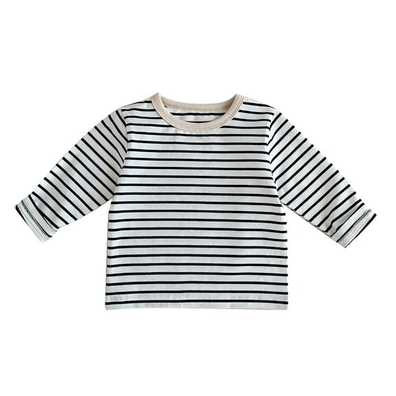 Coerni Toddler Baby Boy Girl Long Sleeve Crewneck Pullover Sweatshirt Sweater Tops Casual Striped Basic Layering T-Shirt Tee