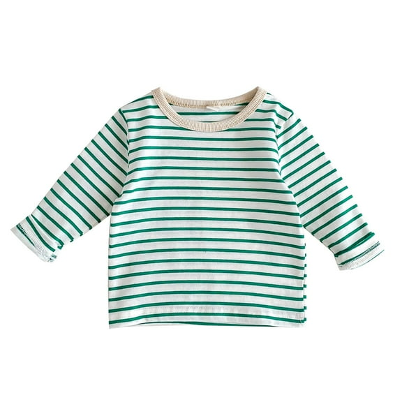 Coerni Toddler Baby Boy Girl Long Sleeve Crewneck Pullover Sweatshirt Sweater Tops Casual Striped Basic Layering T-Shirt Tee