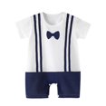 thumbnail image 1 of Coerni Toddler Baby Boy Summer Bubble Romper New Born Suspender Pants Print Rompers Cute Short Sleeve Christening Gown, 1 of 3