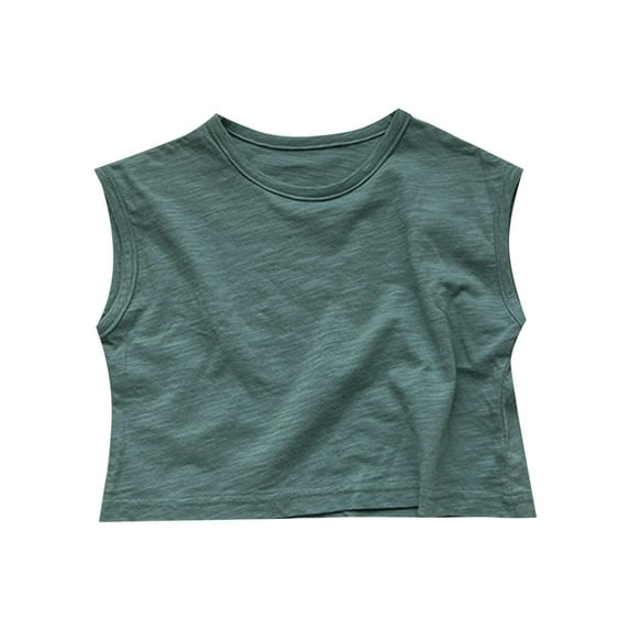Coerni Toddler Baby Boy and Girl Summer Round Neck Sleeveless Solid Color Tank Top Cute Home Wear Long Sleeve