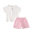 thumbnail image 1 of Coerni Toddler Baby Boys Clothes Set Button-Down Shirt Tops +cotton Linen Shorts Summer Outfit School 𝐔niform Girl 2PCS Clothing, 1 of 8