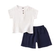 thumbnail image 1 of Coerni Toddler Baby Boys Clothes Set Button-Down Shirt Tops +cotton Linen Shorts Summer Outfit School 𝐔niform Girl 2PCS Clothing, 1 of 8