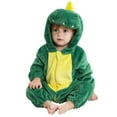 thumbnail image 1 of Coerni Toddler Baby Boys Dinosaur Flannel Jumpsuit 3 6 9 12 Months Toddler Fleece Romper Pajamas Fall Zipper Outfit Crawl Bodysuit, 1 of 4