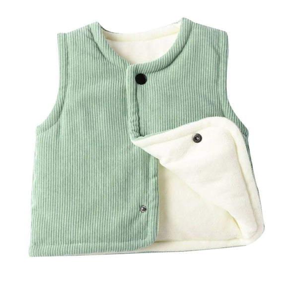 Coerni Toddler Baby Boys Girls Corduroy Vest Sleeveless Puffer Vest Warm Winter Down Coats Jacket Kids Buttons Padded Outerwear