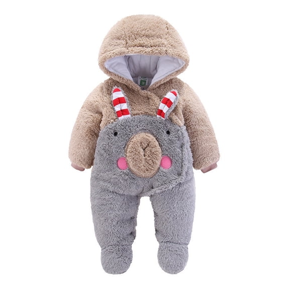 Coerni Toddler Baby Boys Girls Fleece Jumpsuit Boys Soft Warm Sherpa Onesie Zip Up Long Sleeve Cute Bear Hooded Winter Rompeš«