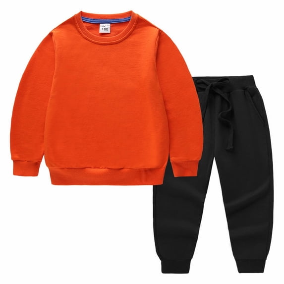 Coerni Toddler Baby Boys Girls Fleece Pullover Sweatshirt Solid Crewneck Blouse Tops Set Warm Shirt Joggers Fall Winter Clothes