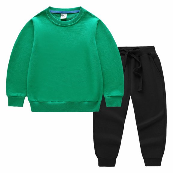 Coerni Toddler Baby Boys Girls Fleece Pullover Sweatshirt Solid Crewneck Blouse Tops Set Warm Shirt Joggers Fall Winter Clothes