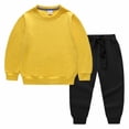 thumbnail image 1 of Coerni Toddler Baby Boys Girls Fleece Pullover Sweatshirt Solid Crewneck Blouse Tops Set Warm Shirt Joggers Fall Winter Clothes, 1 of 4