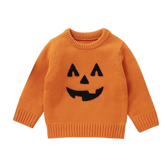 Coerni Toddler Baby Boys Girls Halloween Knitted Sweater Pumpkin Warm Pullover Sweatshirt Knitwear Fall Winter Clothes