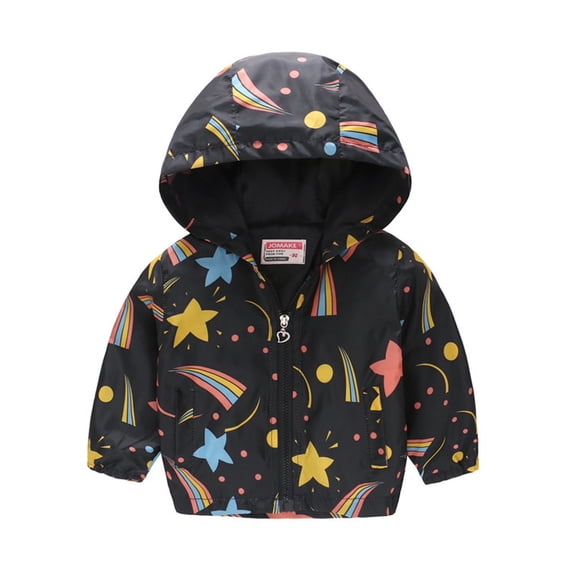 Coerni Toddler Baby Boys Girls Hooded Jacket Windbreaker Lightweight Dinosaur Print Coat Autumn Long Sleeve Windproof Outwear