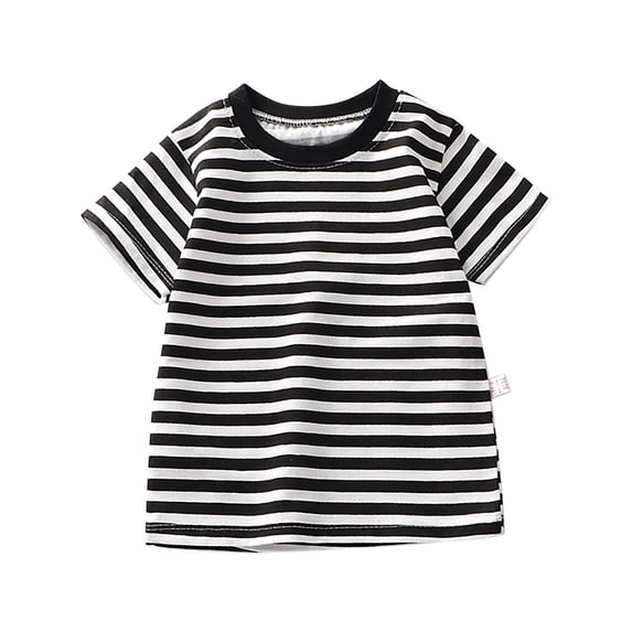 Coerni Toddler Baby Boys Girls Striped Color Block Short Sleeve T Shirts Kids Casual Crewneck Shirt Summer Cute Tee Tops