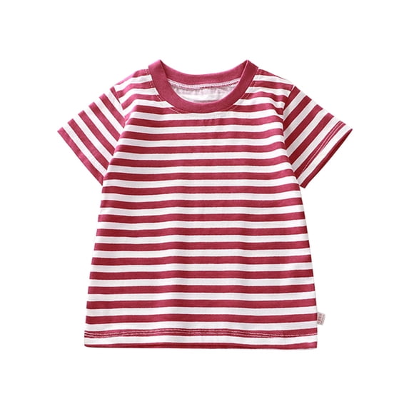 Coerni Toddler Baby Boys Girls Striped Color Block Short Sleeve T Shirts Kids Casual Crewneck Shirt Summer Cute Tee Tops