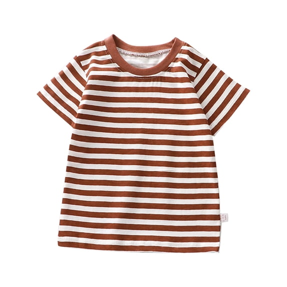 Coerni Toddler Baby Boys Girls Striped Color Block Short Sleeve T Shirts Kids Casual Crewneck Shirt Summer Cute Tee Tops