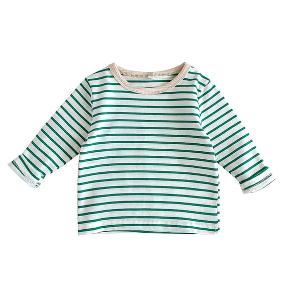 Coerni Toddler Baby Boys Girls Striped Crewneck Sweatshirt Long Sleeve Pullover Sweatshirts Sweater Casual Tops Basic T-Shirt