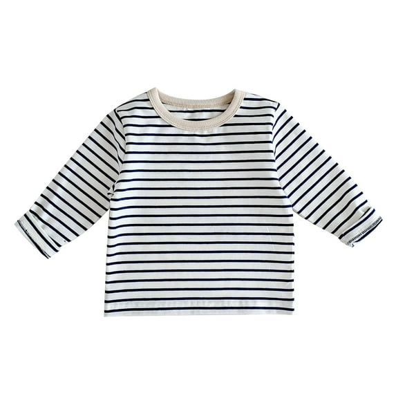 Coerni Toddler Baby Boys Girls Striped Crewneck Sweatshirt Long Sleeve Pullover Sweatshirts Sweater Casual Tops Basic T-Shirt