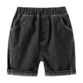 thumbnail image 1 of Coerni Toddler Baby Boys Solid Color Denim Shorts Elastic Waist Shorts with Pockets Summer Casual Clothes Cropped Denim, 1 of 3