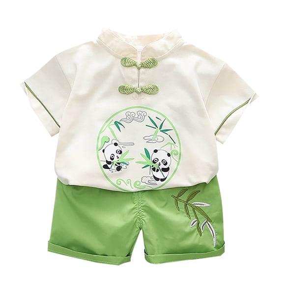Coerni Toddler Baby Boys' Suit Summer Panda Print Tops Shorts Casual Walking Clothes Two Suit Baby Boy 3month Clothes