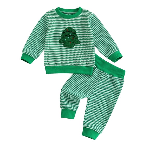 Coerni Toddler Baby Christmas Outfit Long Sleeve Sweatshirts Top + Jogger Pants Set Infant Kids Holiday 2 Piece Sets