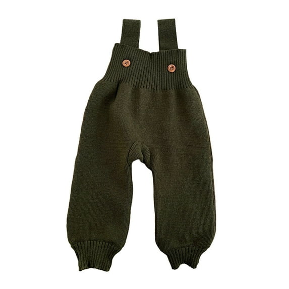 Coerni Toddler Baby Cute Knit Suspender Pants Fall Winter Warm Fleece Sweater Pants Causal Jogger Pants Active Pants