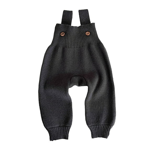 Coerni Toddler Baby Cute Knit Suspender Pants Fall Winter Warm Fleece Sweater Pants Causal Jogger Pants Active Pants