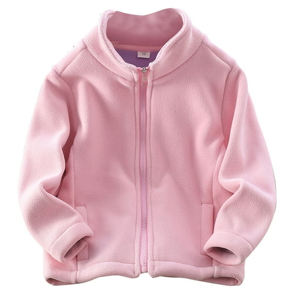 Coerni Toddler Baby Fleece Jacket Boys Girls Full Zip Fleece Jacket Kids Long Sleeve Coat with Pockets Fall Winter Outerwear