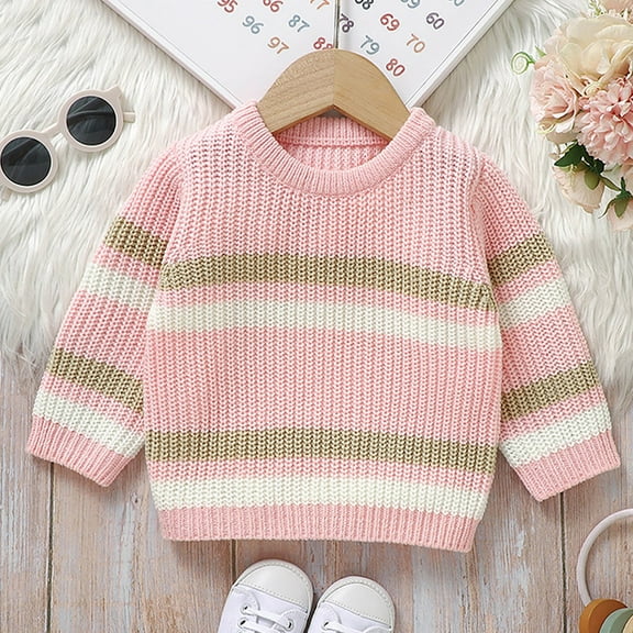 Coerni Toddler Baby Girl Boy Knit Sweater Warm Sweatshirt Long Sleeve Shirt Tops Knitted Fall Winter Clothes 9 12 18 24 Winter Coat