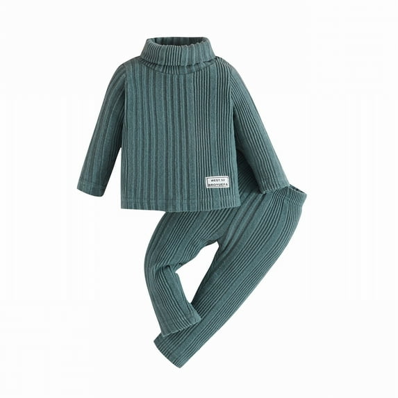 Coerni Toddler Baby Girl Clothes Girl Long Sleeve Knitted Pullover Sweaters Tops Ribbed Warm Trousers Winter Outfit