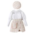 thumbnail image 1 of Coerni Toddler Baby Girl Clothes Set Long Sleeve Knit Shirt Sweater Tops Plaid Skirt With Hat Set Fall Winter Outfits, 1 of 8