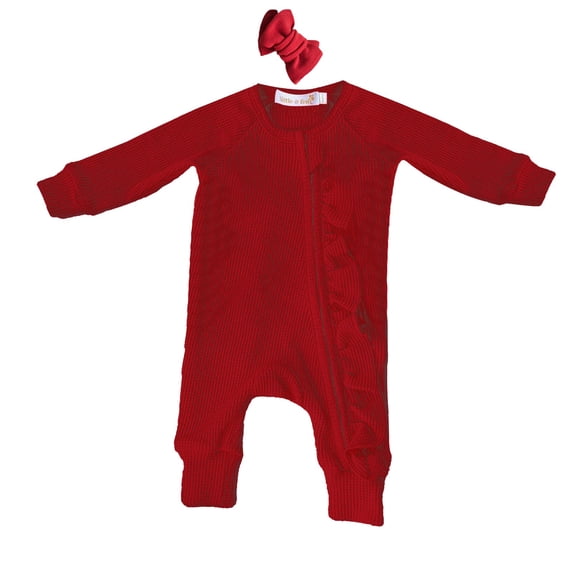 Coerni Toddler Baby Girl Clothing Ruffle Knit Romper Zipper Jumpsuit Fall Winter Outfit New Born Coming Home Clothes
