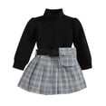 thumbnail image 1 of Coerni Toddler Baby Girl Fall Winter Skirt Set Turtleneck Long Sleeve T-Shirt Top & Plaid Skirts With Bag 2Pcs Outfits, 1 of 9