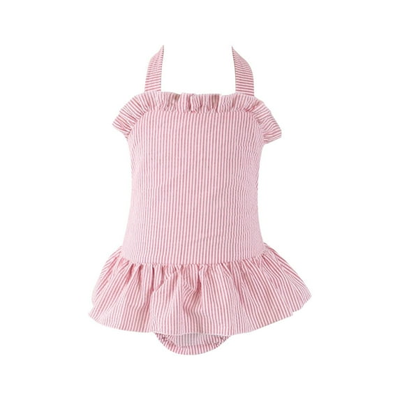 Coerni Girls Kids One Piece Beach Dress Swimsuits Toddler Plaid Ruffle Tankini Bathing Suits Beach Pool Sport Swimwear Clothes
