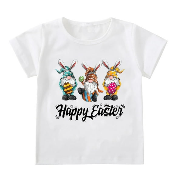 Coerni Toddler Baby Girl T Shirts Short Sleeve Tee Shirts Easter Graphic Baby Bunny Tshirt Easter Clothes Girls Tunic Tops