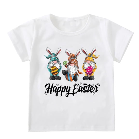 Coerni Toddler Baby Girl T Shirts Short Sleeve Tee Shirts Easter Graphic Baby Bunny Tshirt Easter Clothes Girls Tunic Tops