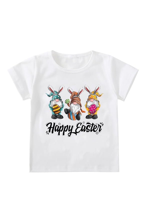 Coerni Toddler Baby Girl T Shirts Short Sleeve Tee Shirts Easter Graphic Baby Bunny Tshirt Easter Clothes Girls Tunic Tops