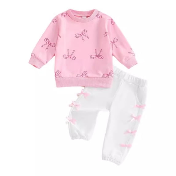 Coerni Toddler Baby Girls 2pcs Outfit Letters Print Long Sleeve Sweatshirt Tops Solid Color Pants Fall Winter Clothes