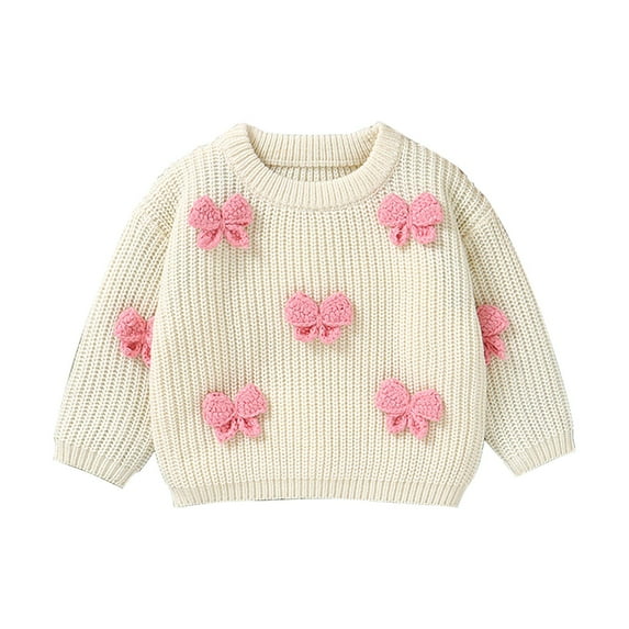 Coerni Toddler Baby Girl Knit Sweaters Oversized Long Sleeve Embroidery Shirt Top New Born Baby Cute Fall Winter Clothes