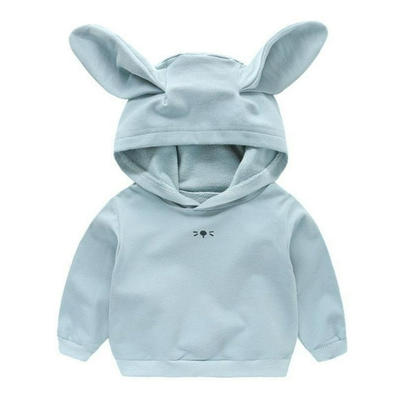 Coerni Toddler Baby Girls Boys Hoodie Cute 3D Rabbit Ear Hooded Sweatshirt Tops Thick Warm Outfits Kids Fall Bunny Pullover