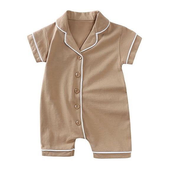 Coerni Toddler Girls Boys Short Sleeve One Crawling Suit Baby Pajamas Homewear Fuzzy Leotard